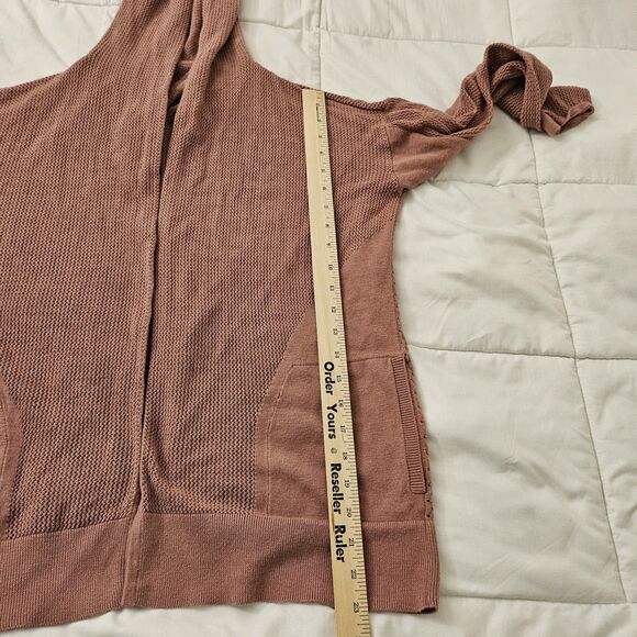 Lululemon Cardigan 8 Still Movement Wrap Heathered Quicksand Pink Sweater Hooded - Picture 8 of 9